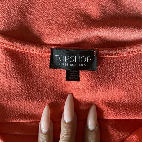 Coral wrap front mini dress from Topshop - Picture 4 of 4
